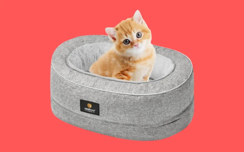 Veehoo Cute Cat Beds Anti-Anxiety Donut Pet Bed