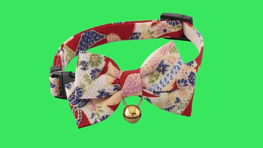 Necoichi Chirimen Kimono Bow Tie Cat Collar